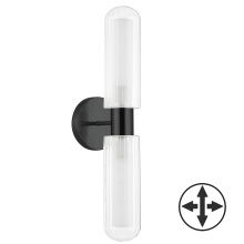 Dainolite BBA-192W-MB - 2 Light Matte Black Wall Sconce w/ Clear Fluted Glass