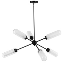 Dainolite BBA-406C-MB - 6 Light Matte Black Chandelier w/ Clear Fluted & Frosted Glass