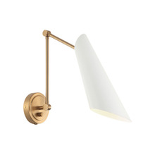 Matteo Lighting S08021AGWH - Butera Aged Gold Brass + White Wall Sconce
