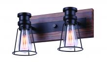 Canarm IVL752A02BKW - BLAKE, IVL752A02BKW, -G- MBK + Faux Wood, 2 Lt Vanity, 100W Type A, 14inch W x 8inch H x 6.75inch D