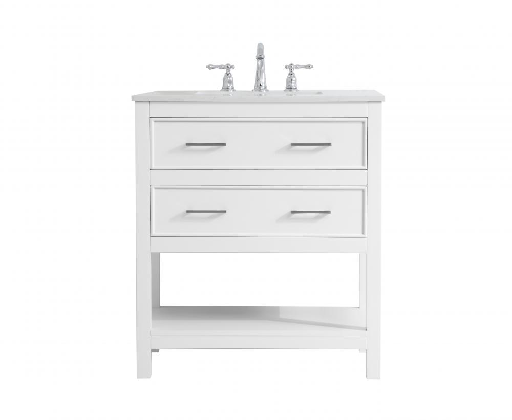 30 Inch Single Bathroom Vanity In White Vf19030wh Paradise