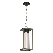 Eglo Canada 204708A - 1 LT Integrated LED Outdoor Pendant w/ Black Finish & Clear Seeded Glass Shade