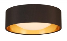 Eglo Canada 204717A - Integrated LED 12" Ceiling Light w/ Black & Gold Fabric Shade & White Acrylic Diffuser