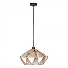 Eglo Canada 206108A - 1 LT Dual Mount Ceiling or Pendant Black Finish & Natural Fabric Shade