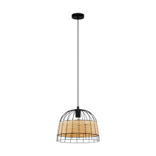 Eglo Canada 43311A - 1 LT Pendant w/ Black Finish & Black Metal & Rattan Shade