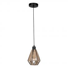 Eglo Canada 43776A - 1 LT Mini Pendant w/ Black Finish & Natural Fabric Shade
