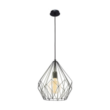 Eglo Canada 49257A - 1 LT Pendant w/ Black Finish & Cage Like Geometric Metal Shade